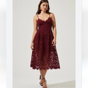 Astr crochet overlay strapless A line dress